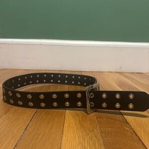 Studded Black Leather Belt